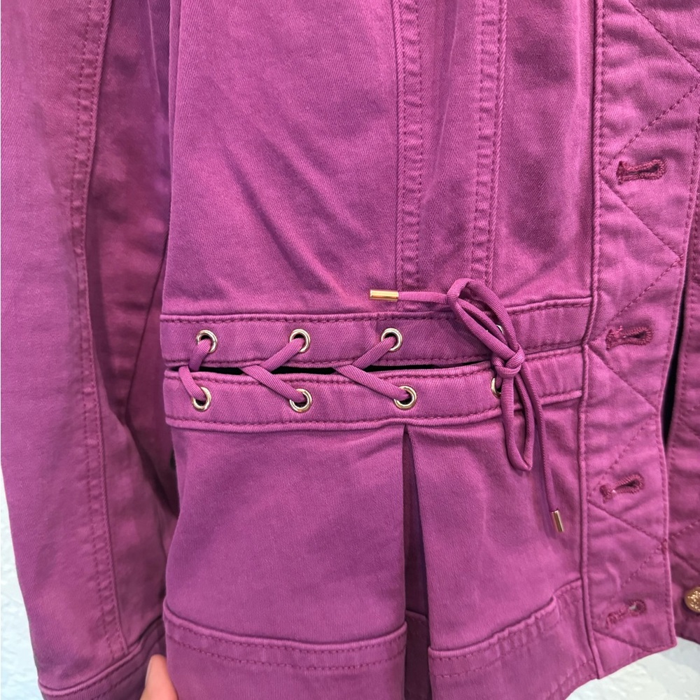 White House Black Market Purple Utility Jacket Peplum Silhouette - Picture 5 of 6